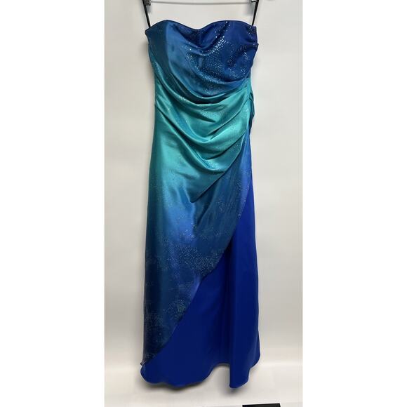 Vintage Y2K Dress Blue Ombre Fairy Hoco Prom Sparkle 7/8 Whimsigoth Formal Glam - Picture 7 of 15